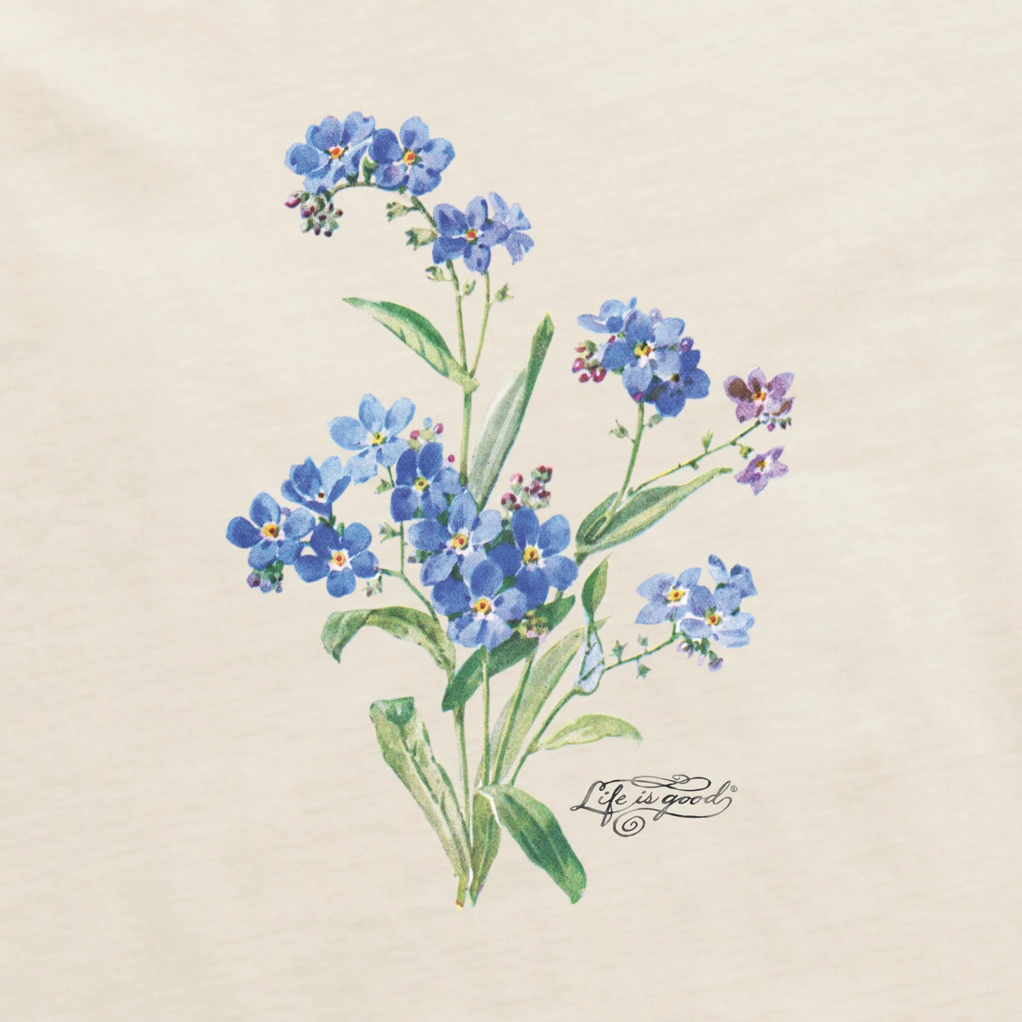 Women's Antique Blue Flowers Short Sleeve Crusher Tee Life is Good