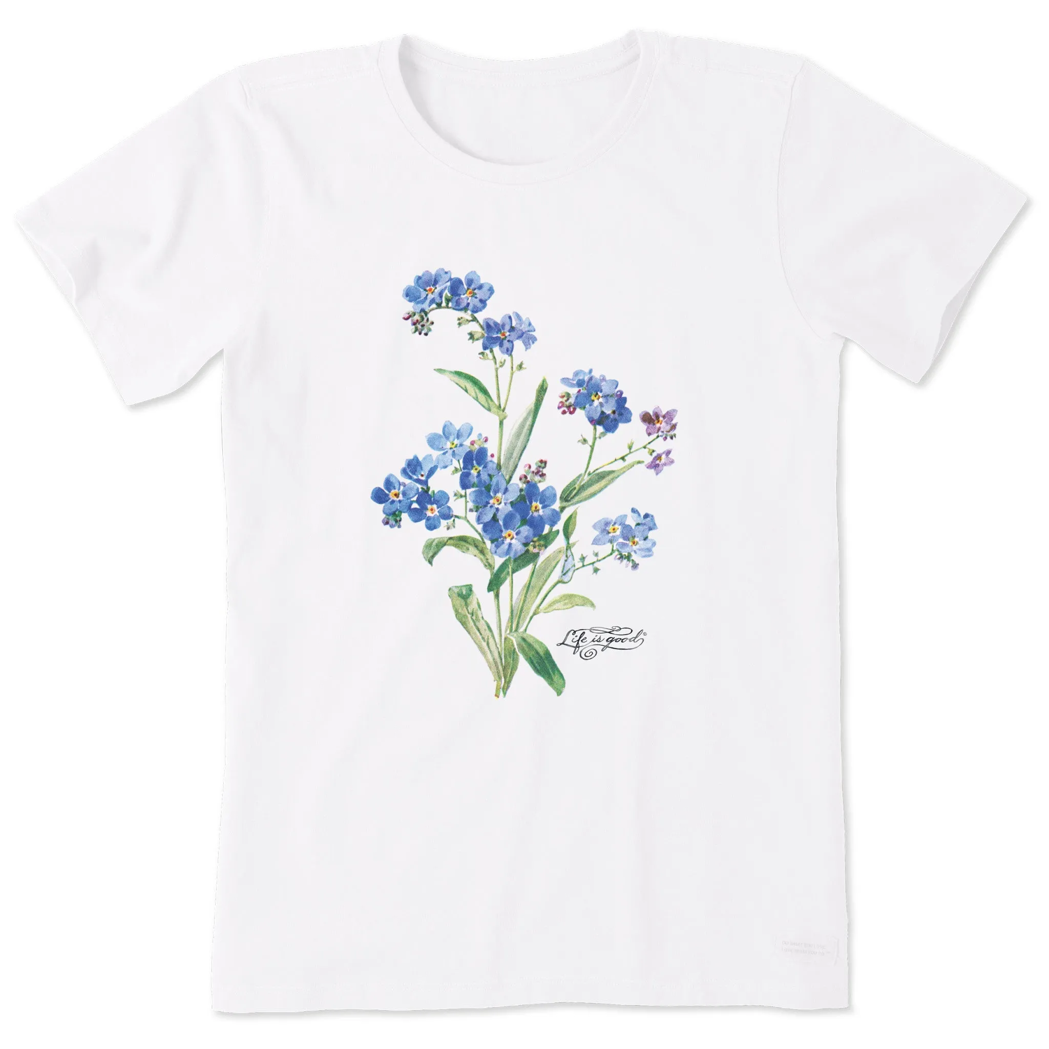 Women's Antique Blue Flowers Short Sleeve Crusher Tee Life is Good