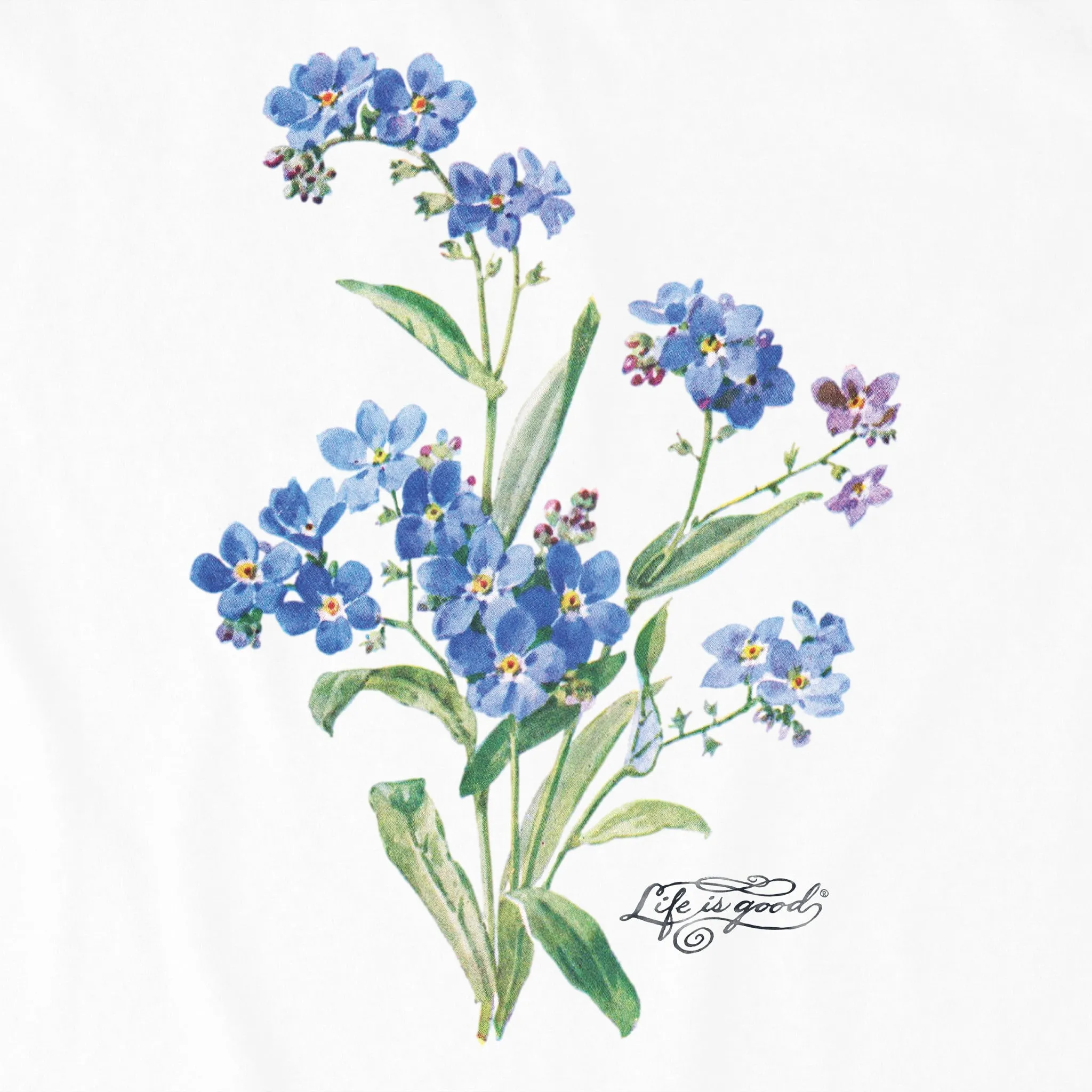 Women's Antique Blue Flowers Short Sleeve Crusher Tee Life is Good