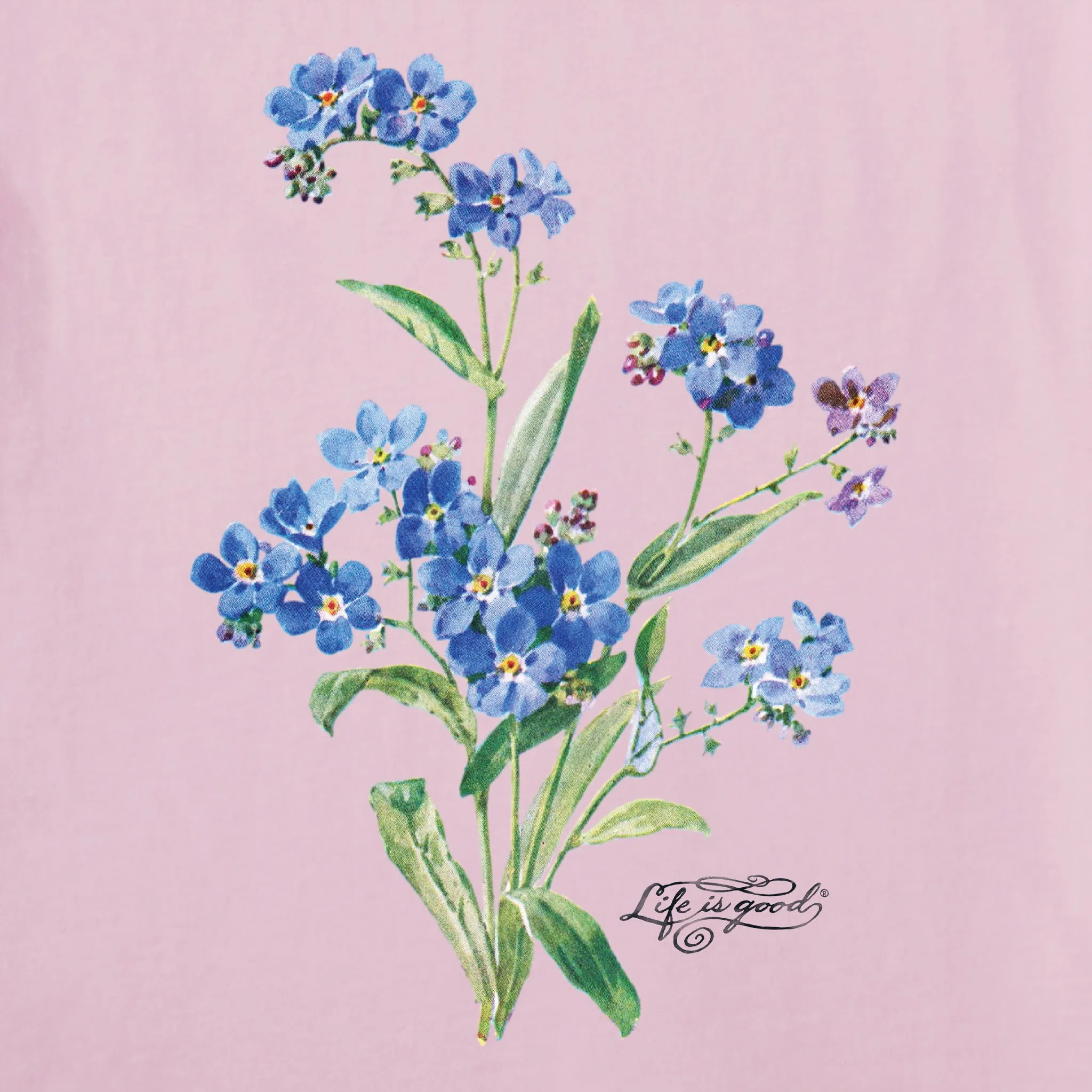 Women's Antique Blue Flowers Short Sleeve Crusher Tee Life is Good
