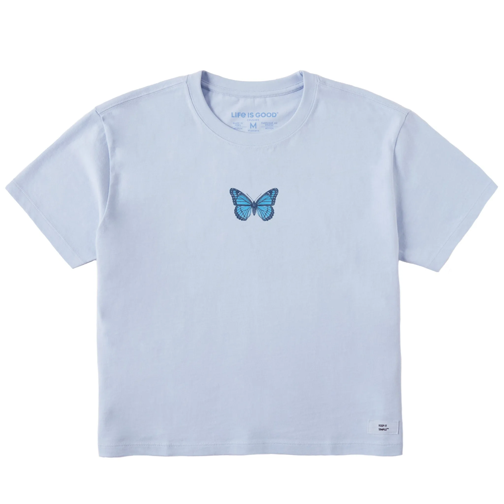Women's Antique Floral Butterfly Short Sleeve Crusher Boxy Tee Life is Good