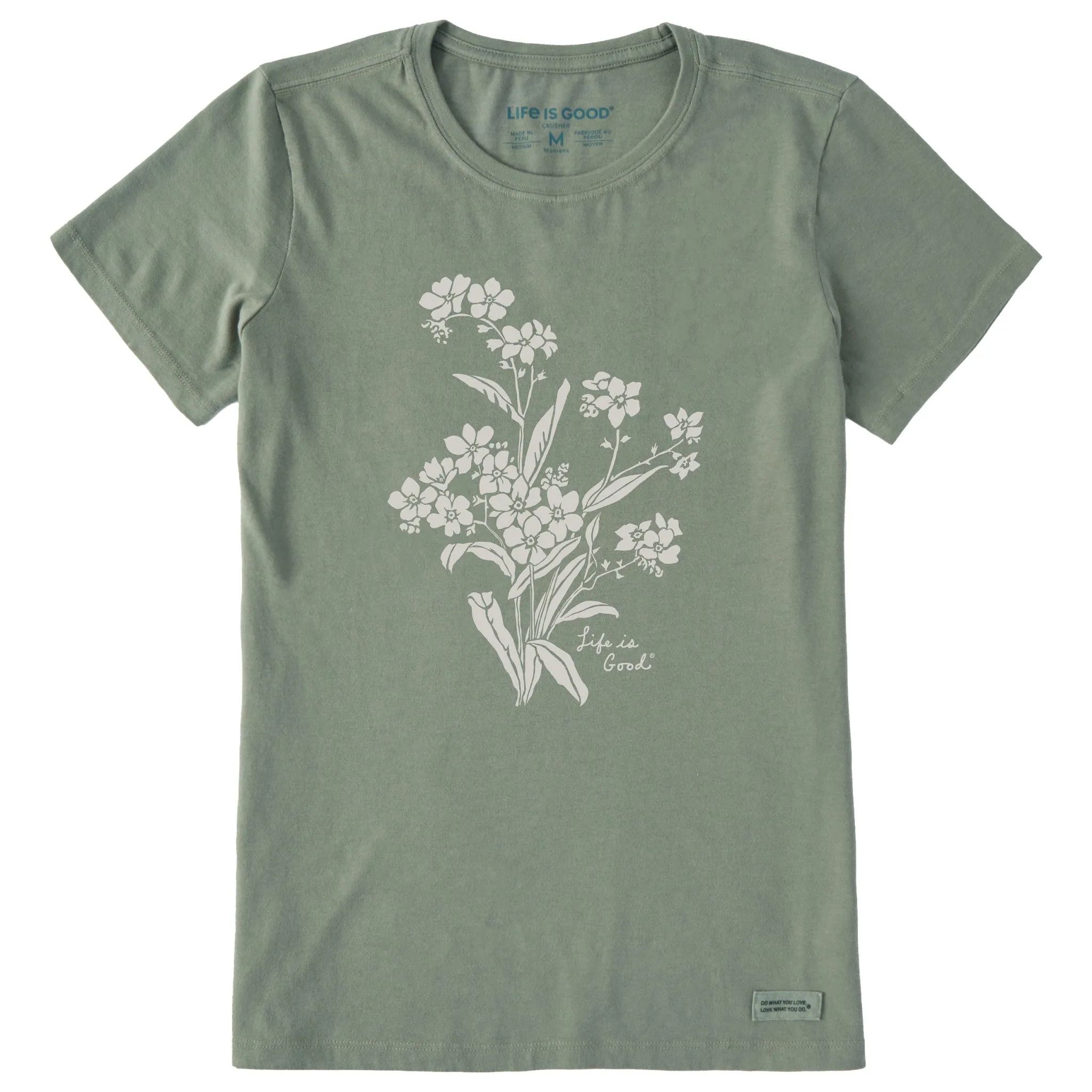 Women's Antique Flowers Short Sleeve Crusher Tee Life is Good