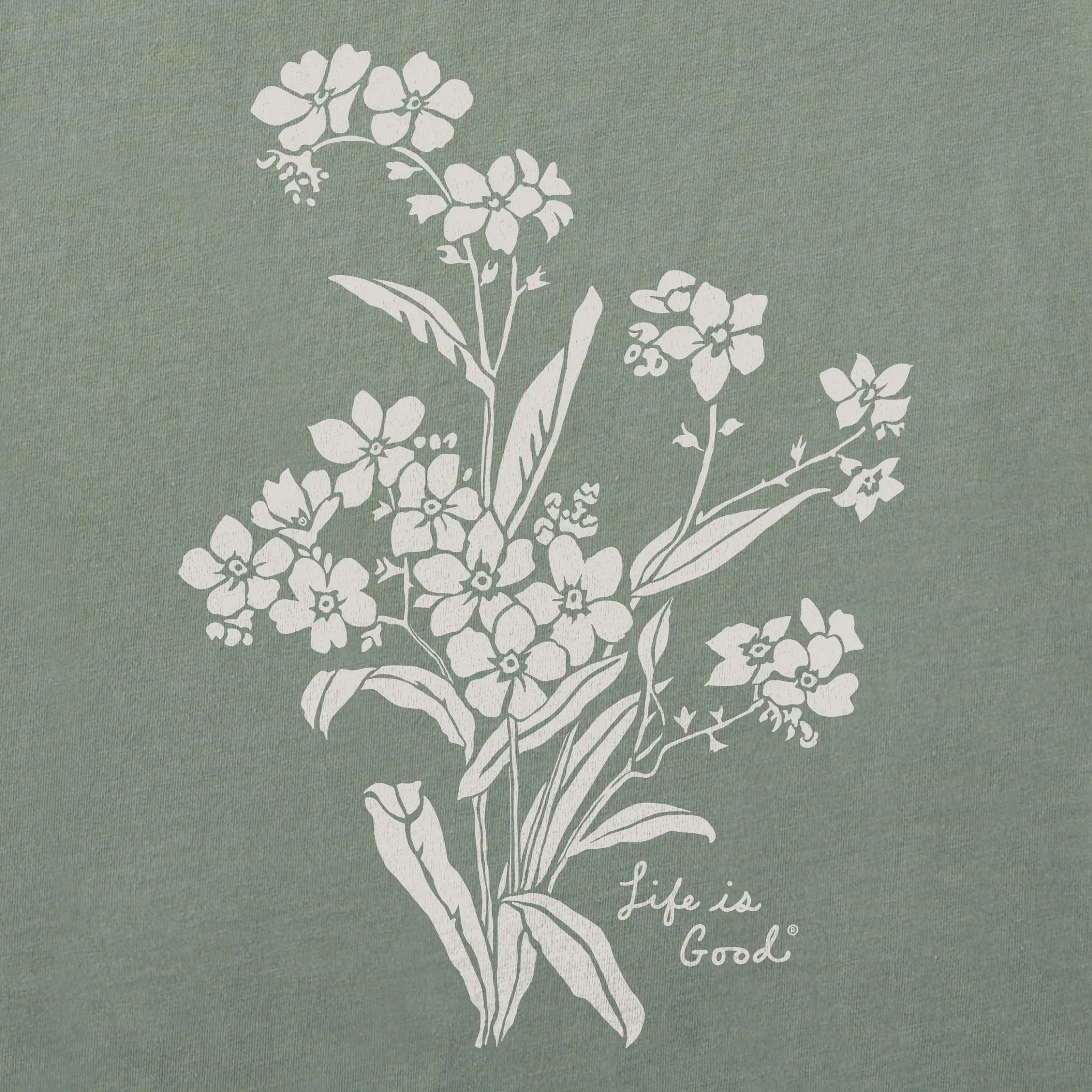 Women's Antique Flowers Short Sleeve Crusher Tee Life is Good
