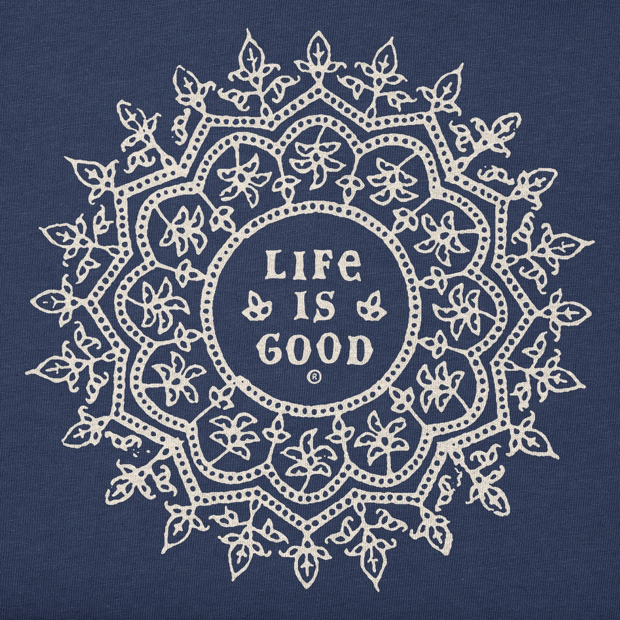 Women's Antique Mandala Short Sleeve Crusher-LITE Vee Life is Good