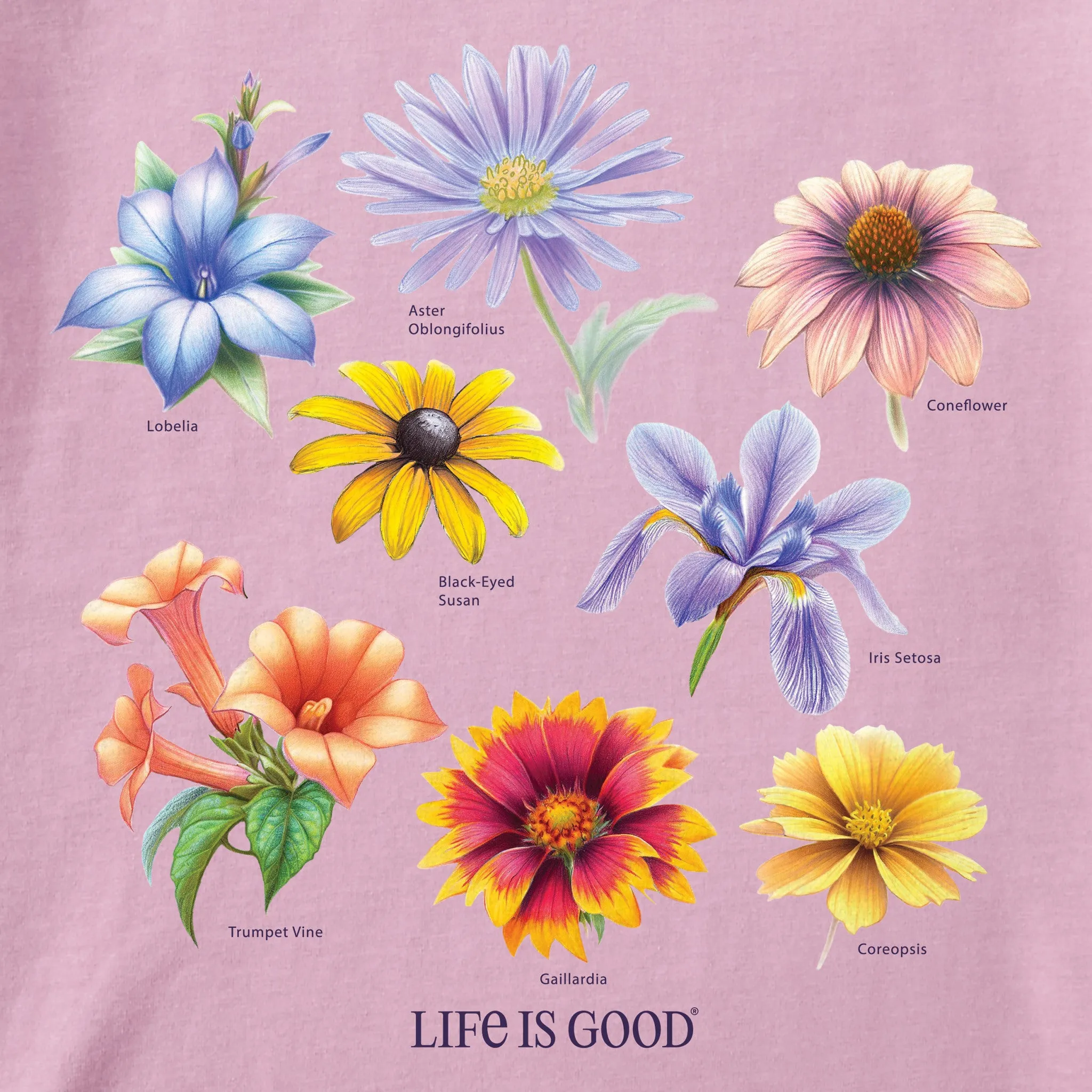 Women's Antique Native Flowers Short Sleeve Tee Life is Good
