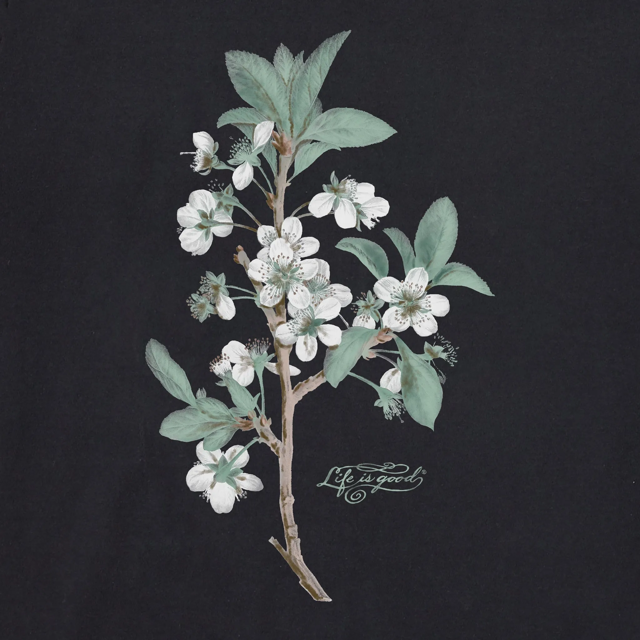 Women's Antique Plum Blossom Painting Long Sleeve Crusher Tee Life is Good
