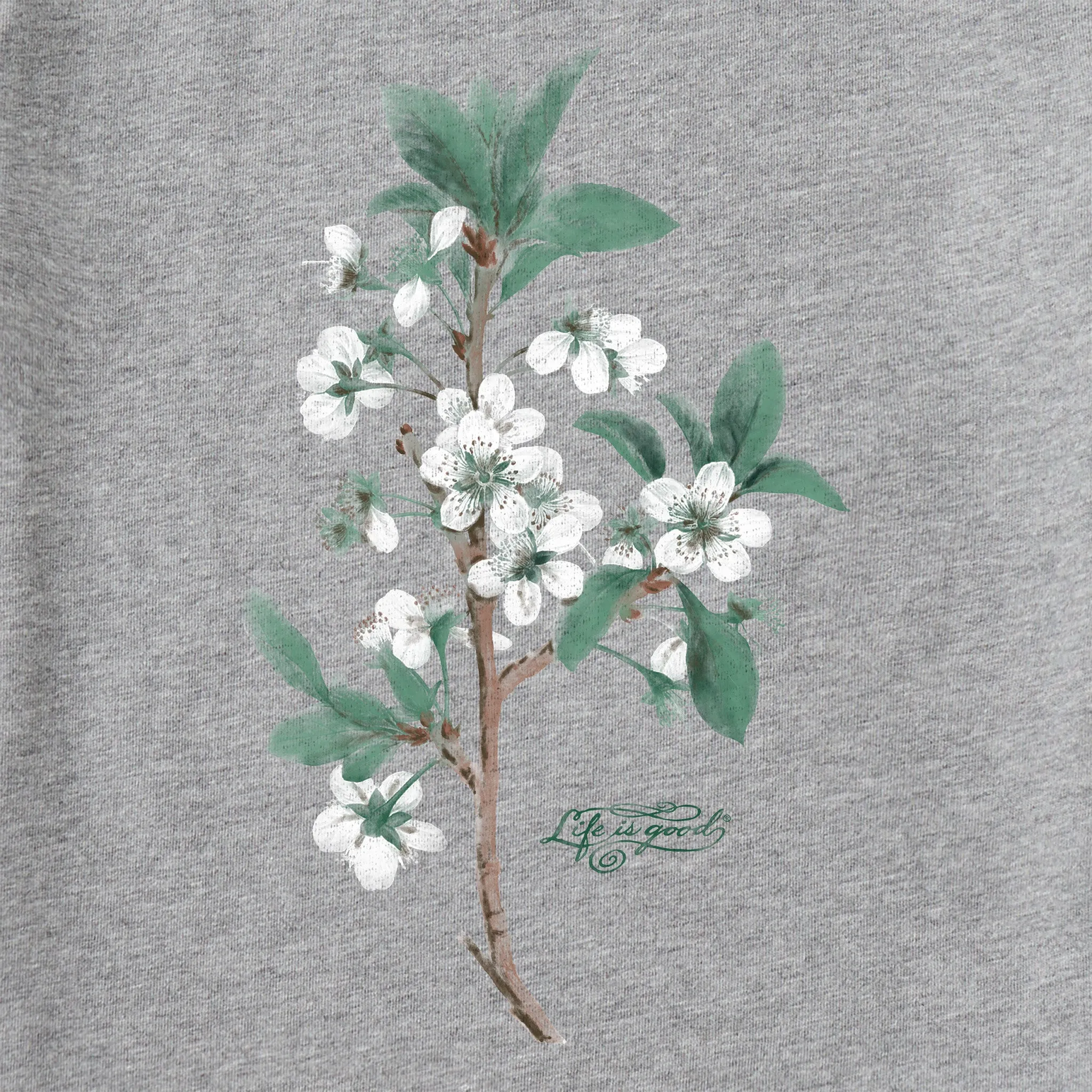Women's Antique Plum Blossom Painting Long Sleeve Crusher Vee Life is Good