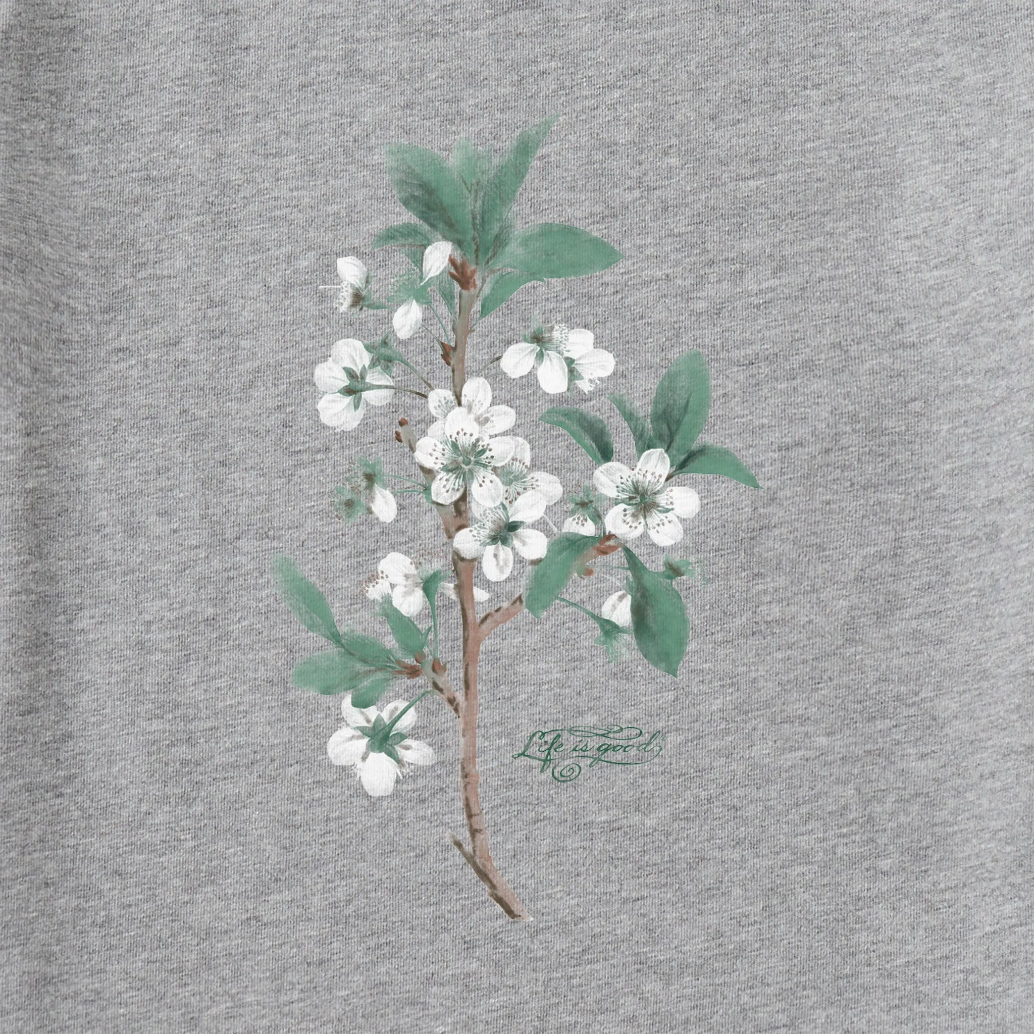 Women's Antique Plum Blossom Painting Short Sleeve Crusher Vee Life is Good