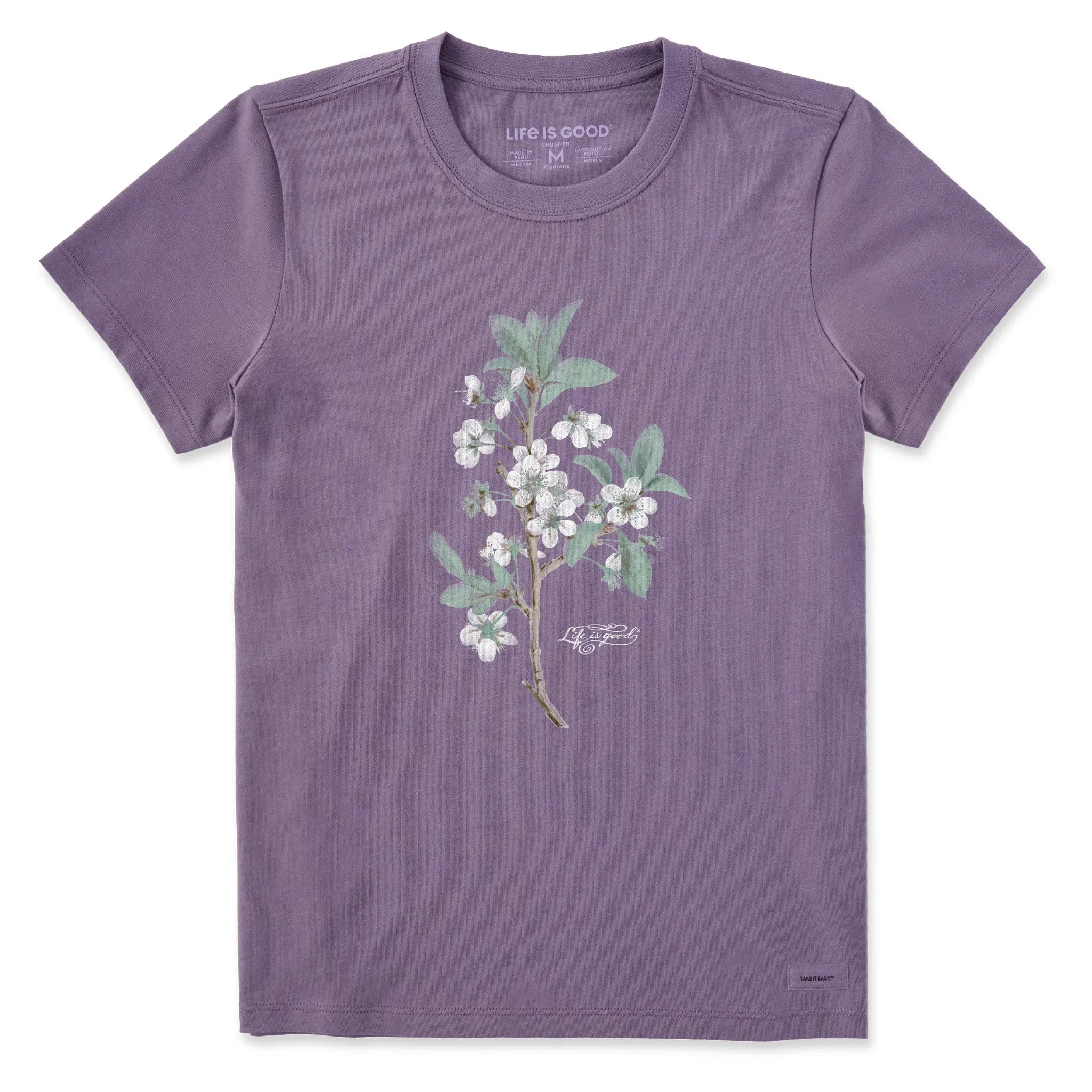Women's Antique Plum Blossom Painting Short Sleeve Tee Life is Good