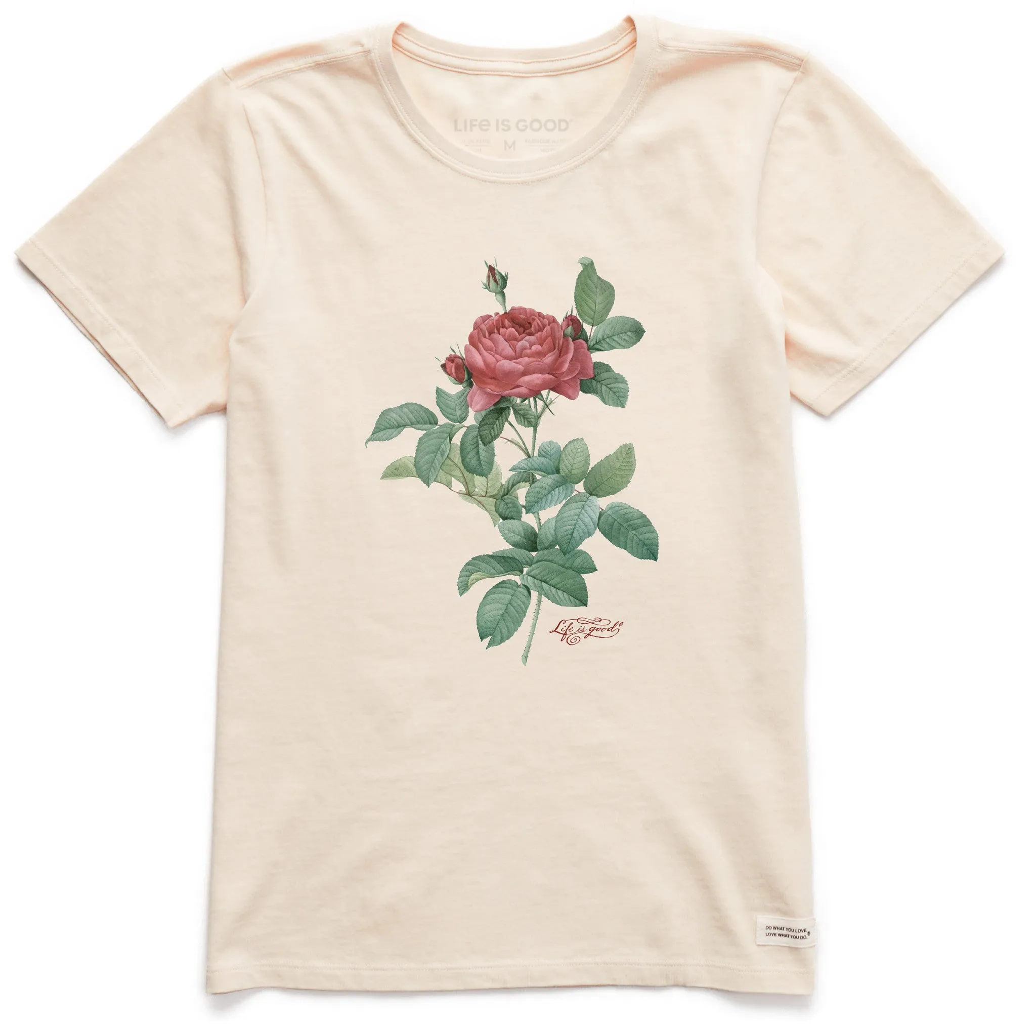 Women's Antique Rose Painting Short Sleeve Crusher Tee Life is Good