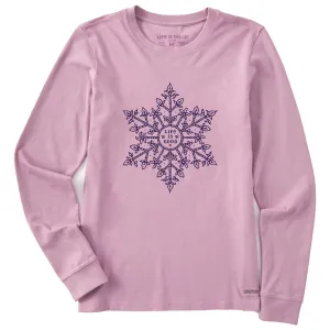 Women's Antique Snowflake Long Sleeve Crusher Tee Life is Good