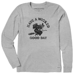 Women's Antique Wicked Good Day Witch Long Sleeve Crusher Tee Life is Good
