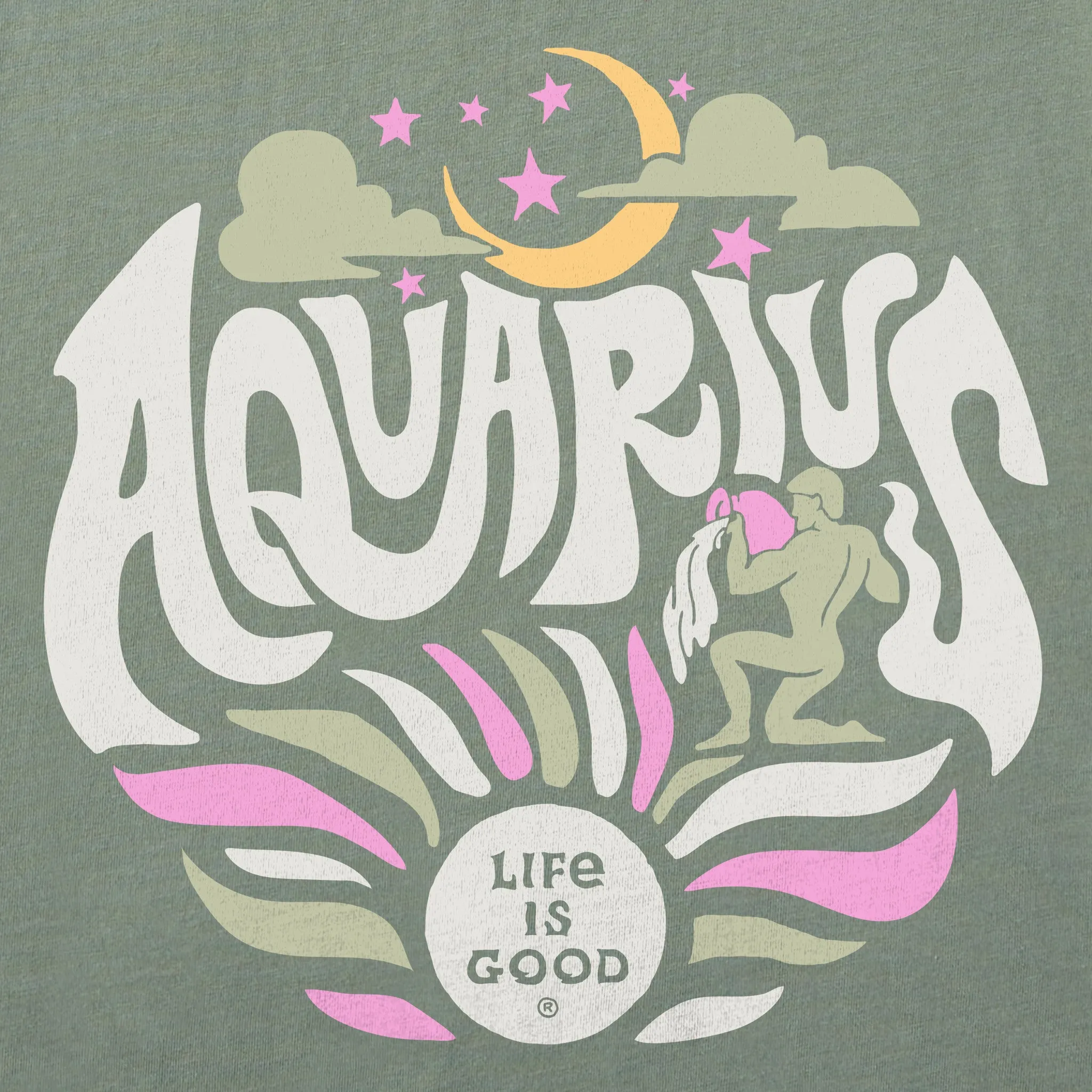 Women's Aquarius Zodiac Vibes Short Sleeve Crusher Boxy Tee Life is Good