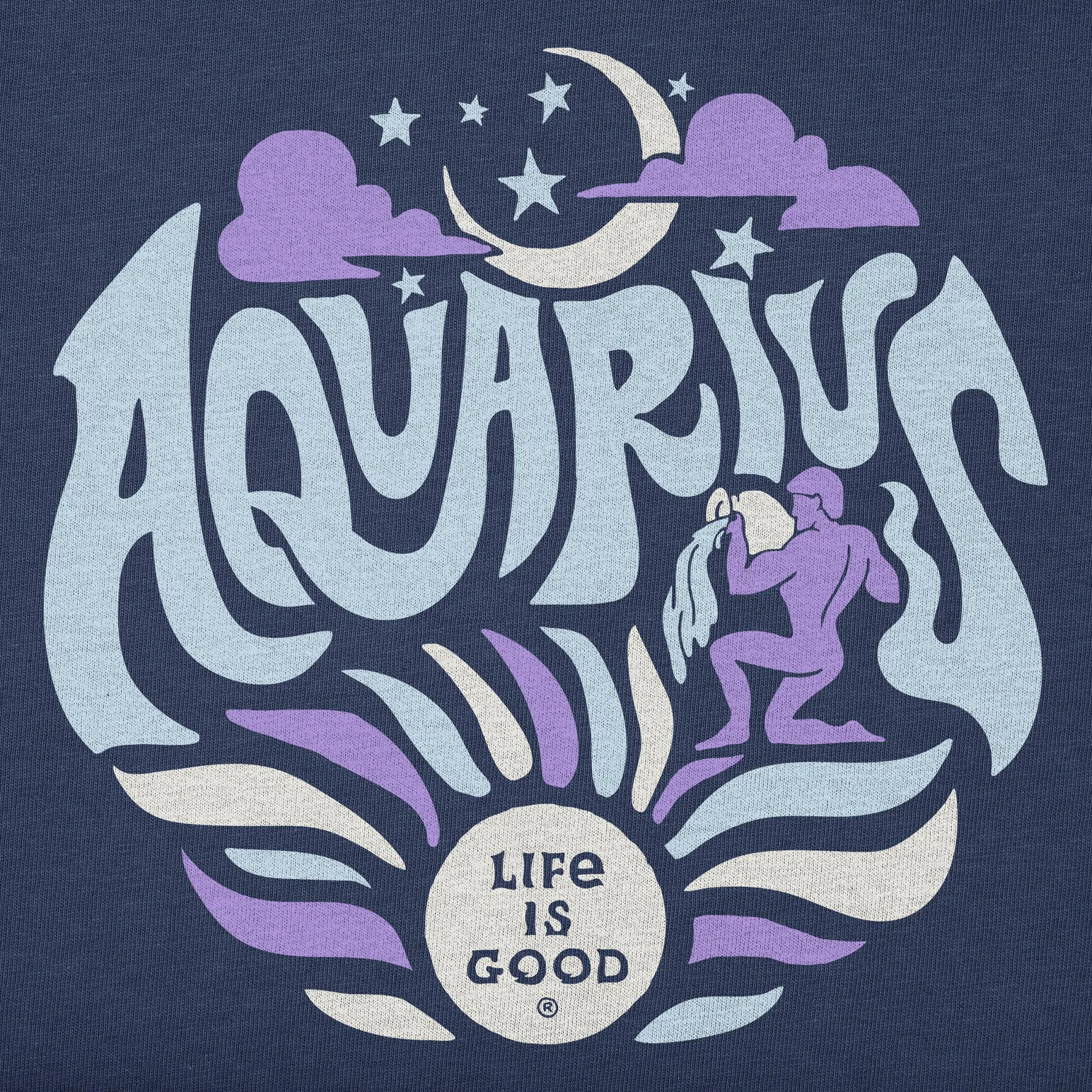 Women's Aquarius Zodiac Vibes Short Sleeve Crusher Boxy Tee Life is Good