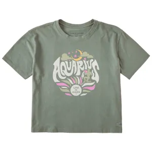 Women's Aquarius Zodiac Vibes Short Sleeve Crusher Boxy Tee Life is Good