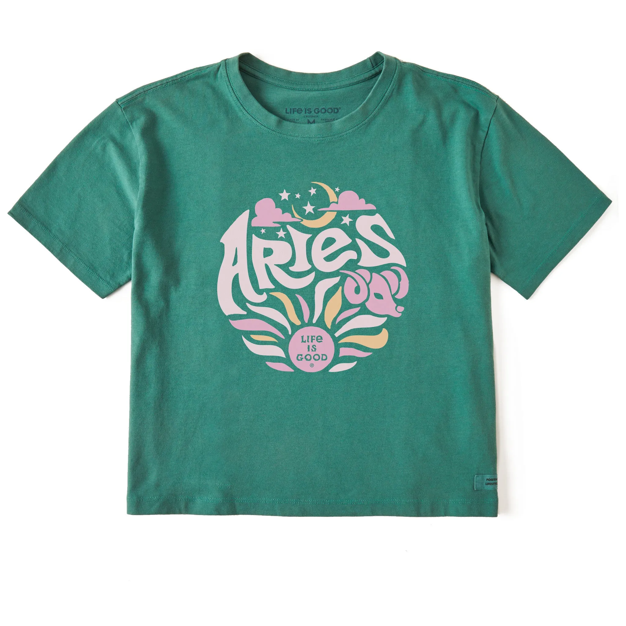 Women's Aries  Zodiac Vibes Short Sleeve Crusher Boxy Tee Life is Good