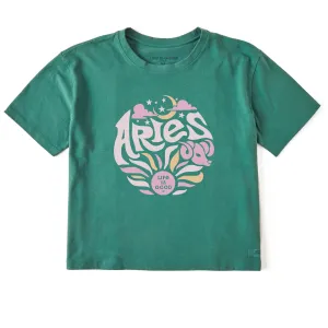Women's Aries  Zodiac Vibes Short Sleeve Crusher Boxy Tee Life is Good