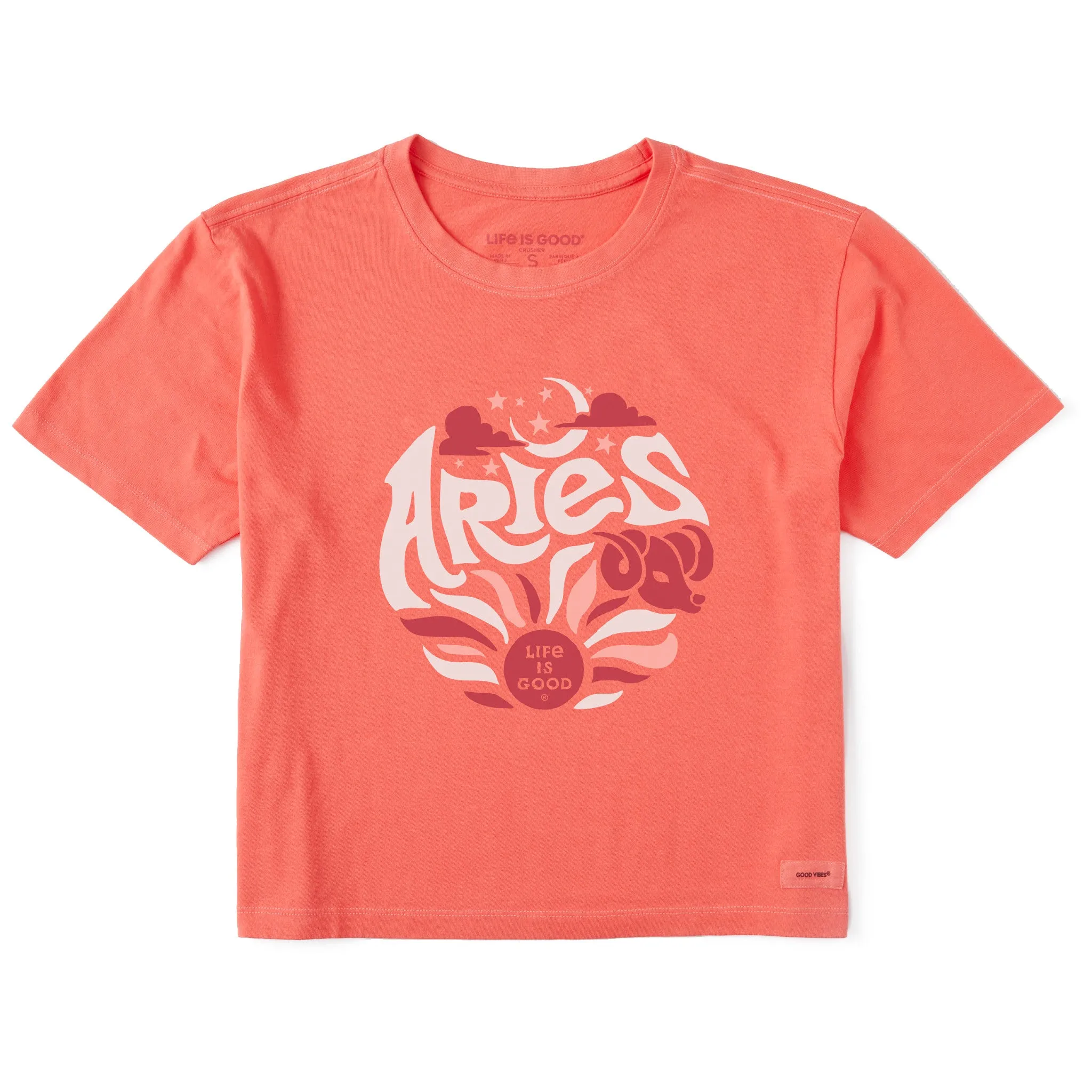 Women's Aries  Zodiac Vibes Short Sleeve Crusher Boxy Tee Life is Good