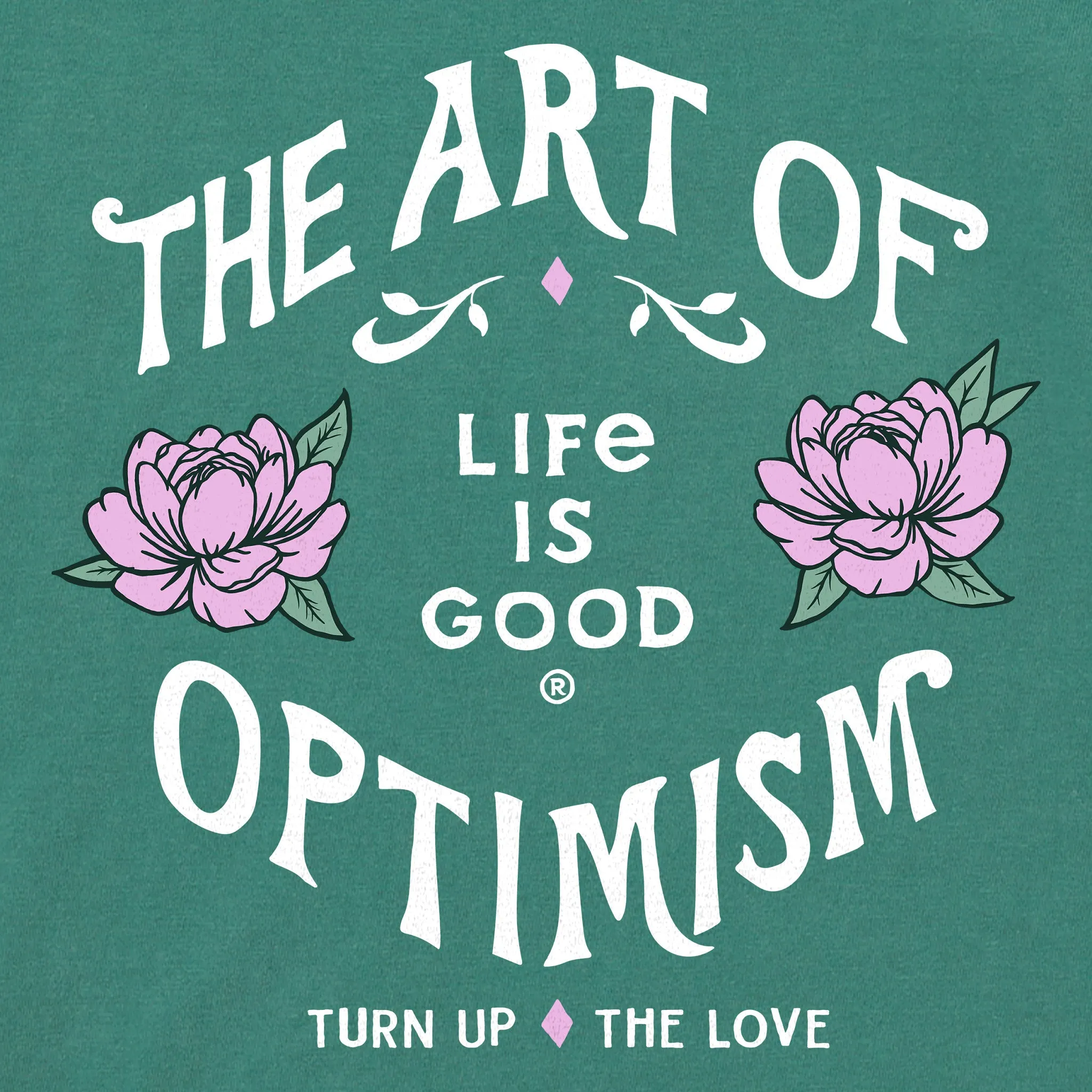Women's Art of Optimism Peonies Short Sleeve Crusher Boxy Tee Life is Good