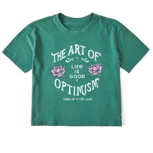 Women's Art of Optimism Peonies Short Sleeve Crusher Boxy Tee Life is Good