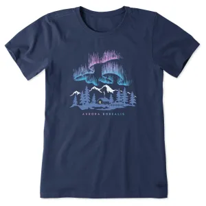 Women's Aurora Borealis Cabin Short Sleeve Crusher Tee Life is Good