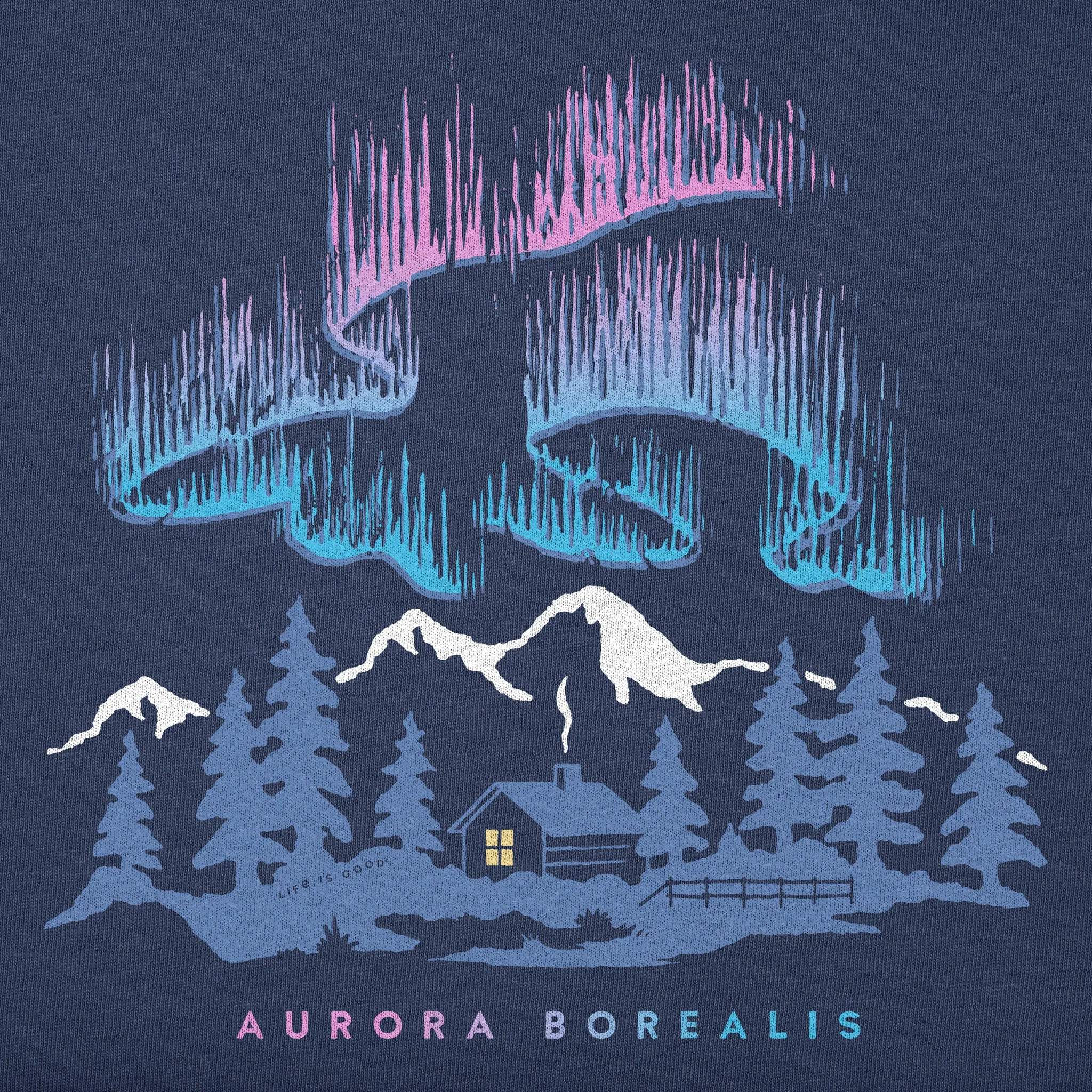 Women's Aurora Borealis Cabin Short Sleeve Crusher Tee Life is Good