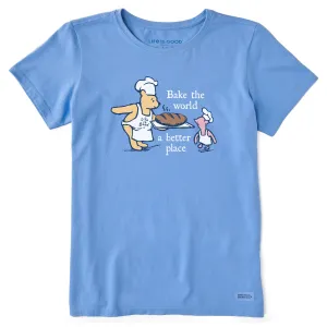 Women's Bake the World a Better Place Winnie & P Short Sleeve Crusher Tee Life is Good