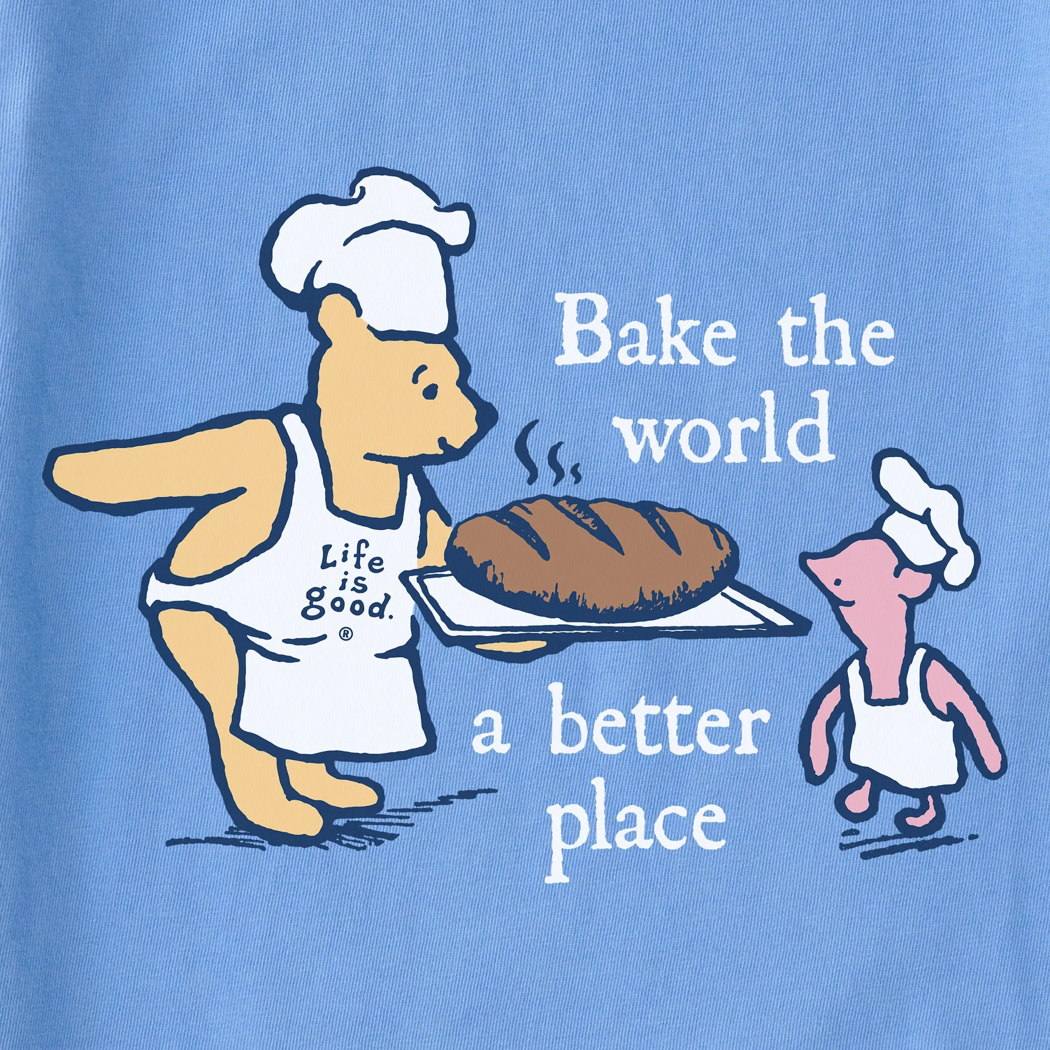Women's Bake the World a Better Place Winnie & P Short Sleeve Crusher Tee Life is Good