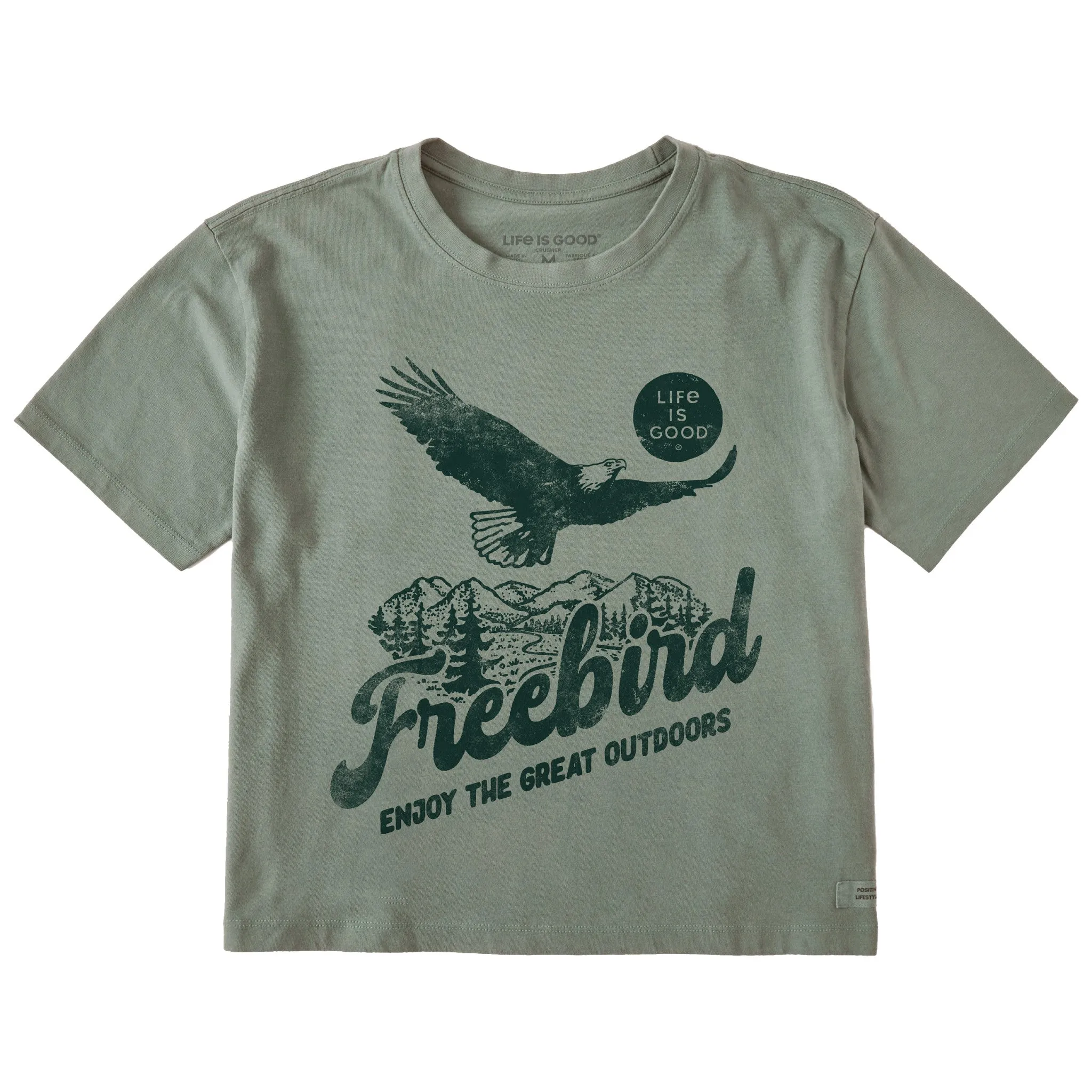 Women's Bald Eagle Freebird Short Sleeve Crusher Boxy Tee Life is Good