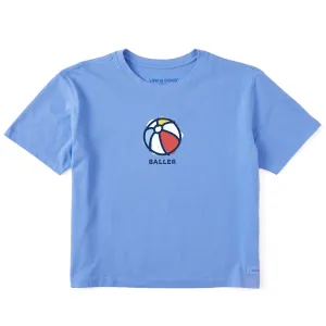 Women's Baller Beach Ball Short Sleeve Crusher Boxy Tee Life is Good