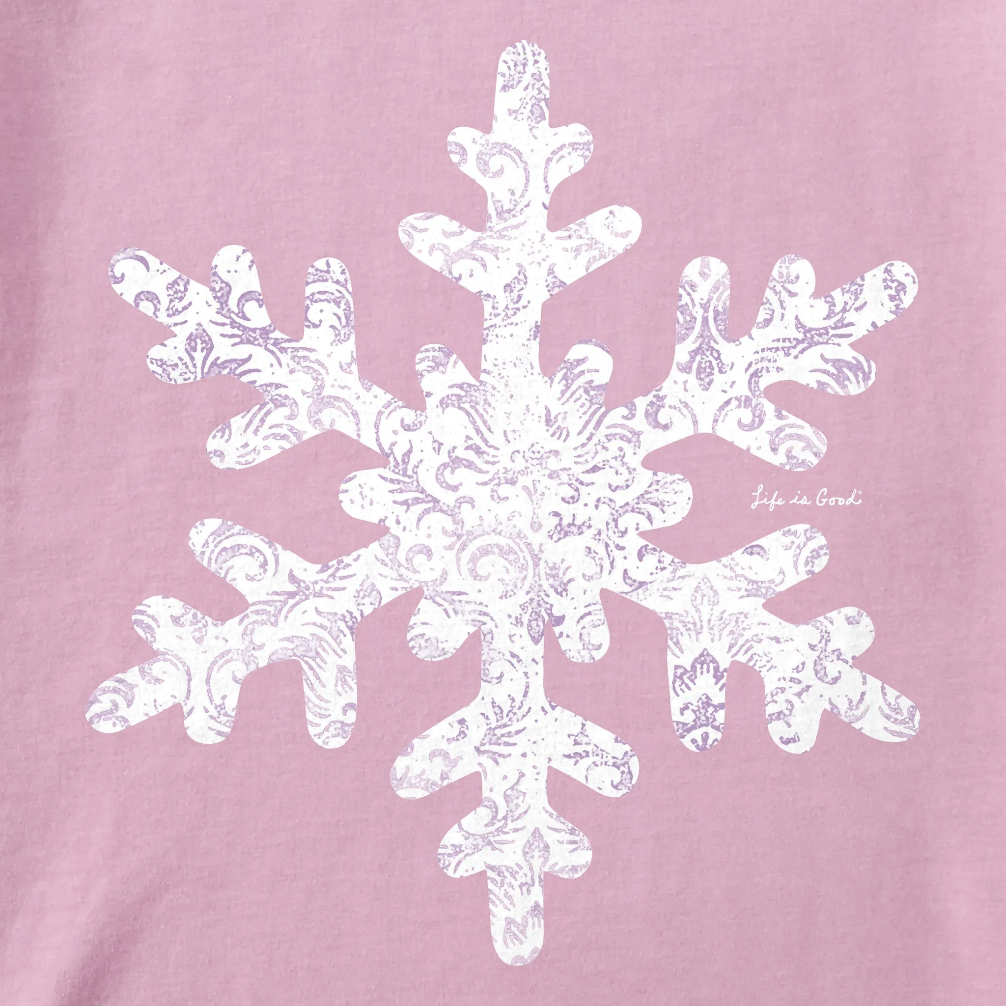 Women's Baroque Snowflake Long Sleeve Crusher Tee Life is Good