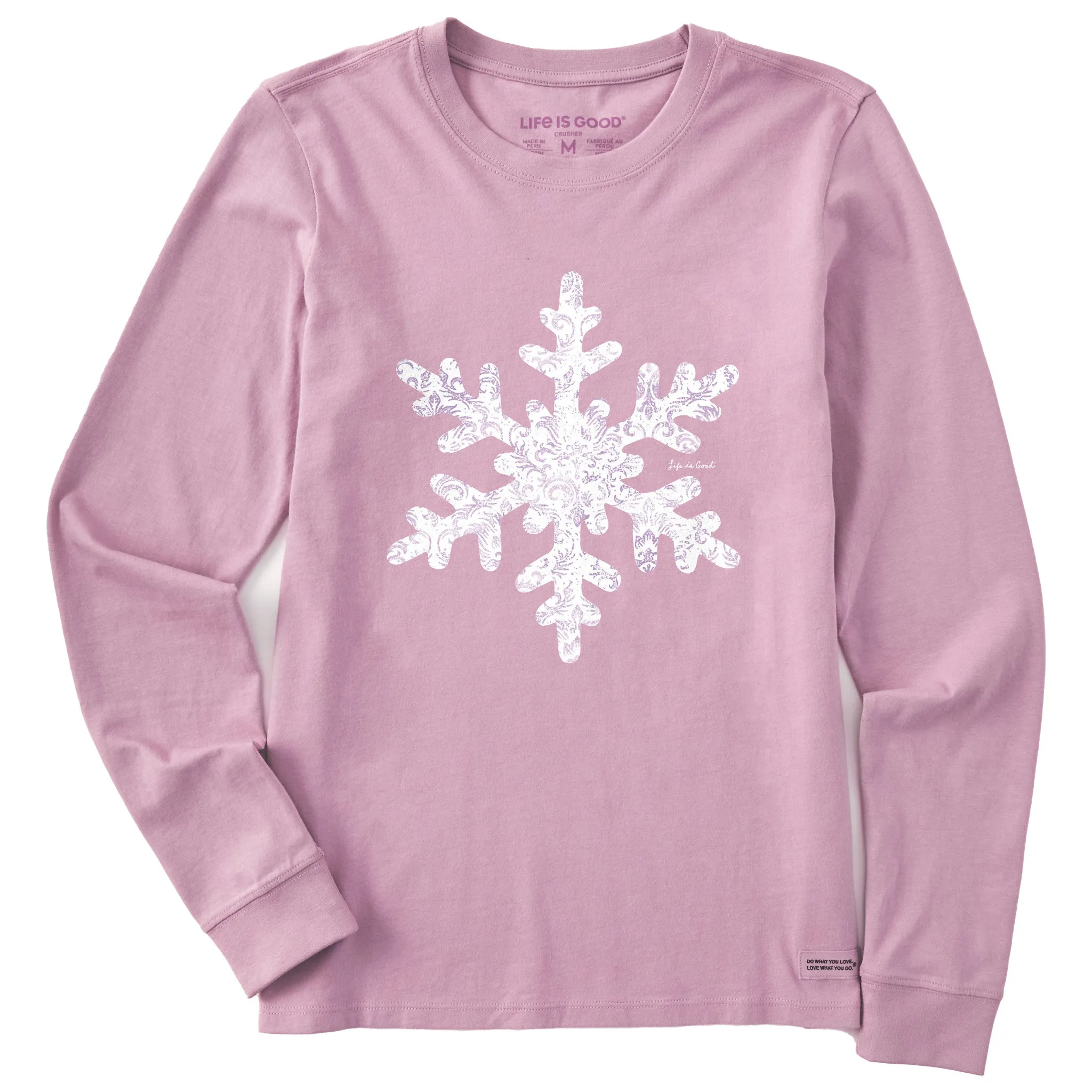 Women's Baroque Snowflake Long Sleeve Crusher Tee Life is Good