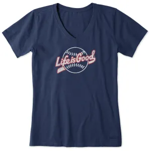 Women's Baseball Ballyard Short Sleeve Vee Life is Good
