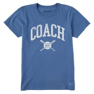 Women's Baseball Coach Short Sleeve Tee Life is Good