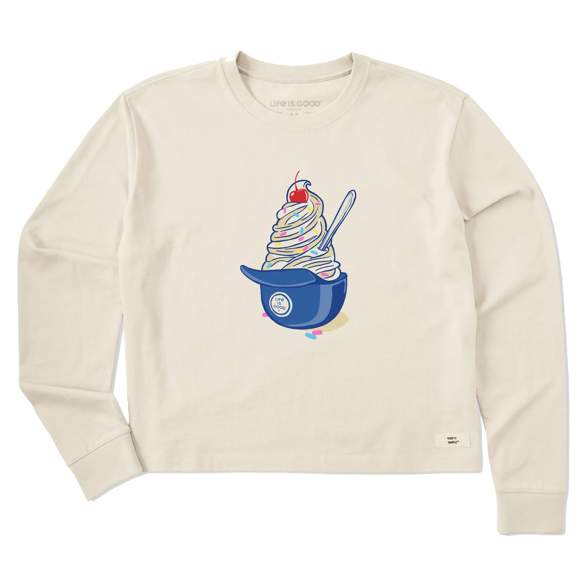 Women's Baseball Ice Cream Long Sleeve Crusher Boxy Tee Life is Good