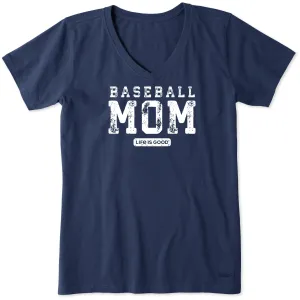 Women's Baseball Mom Athletic Short Sleeve Vee Life is Good