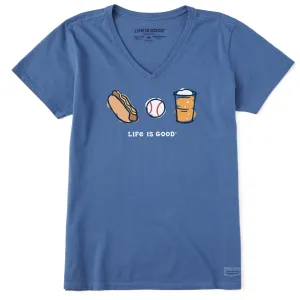 Women's Baseball Trio Short Sleeve Vee Life is Good