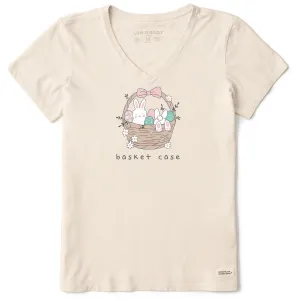 Women's Basket Case Bunnies Short Sleeve Crusher Vee Life is Good