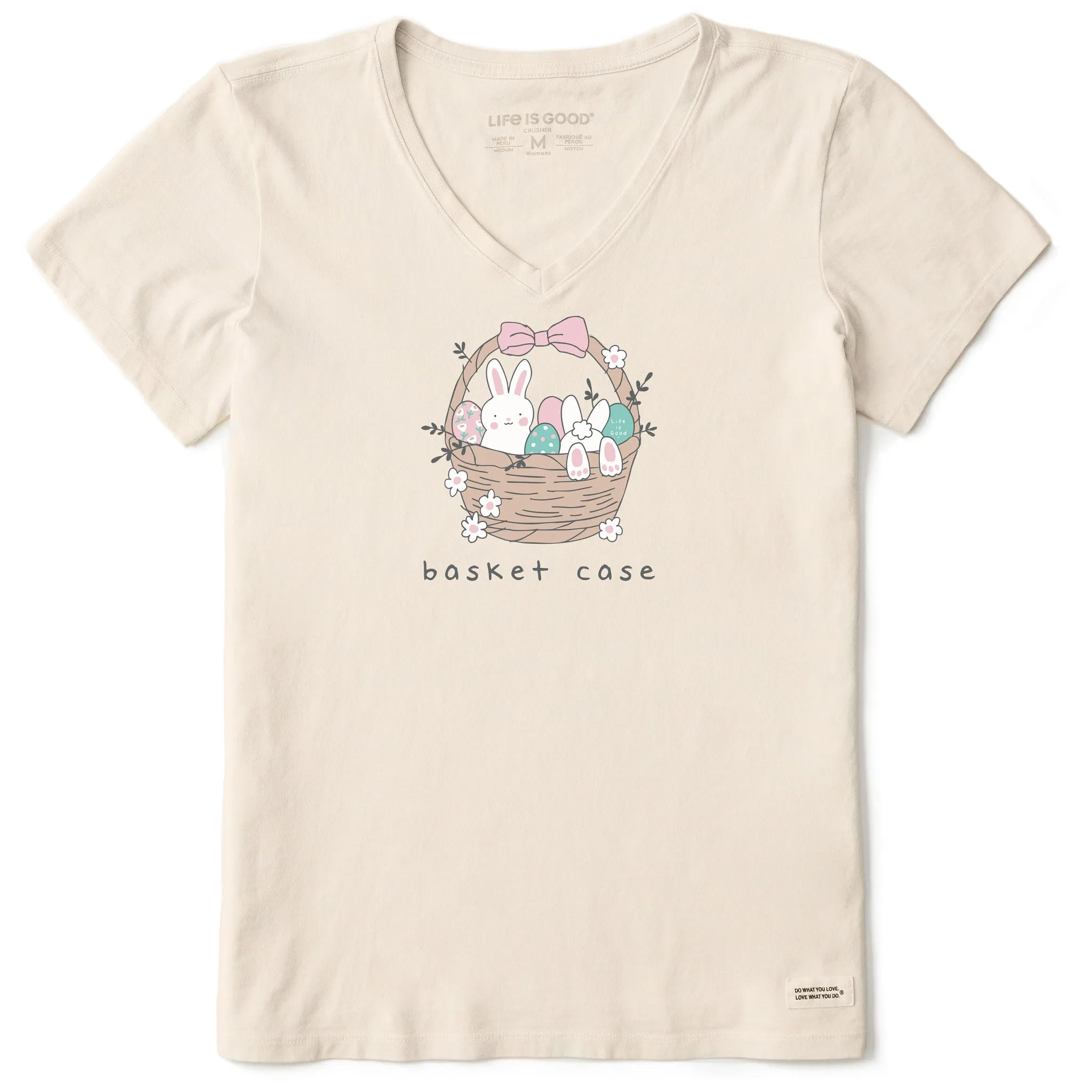 Women's Basket Case Bunnies Short Sleeve Crusher Vee Life is Good