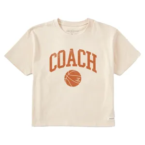 Women's Basketball Coach Short Sleeve Crusher Boxy Tee Life is Good
