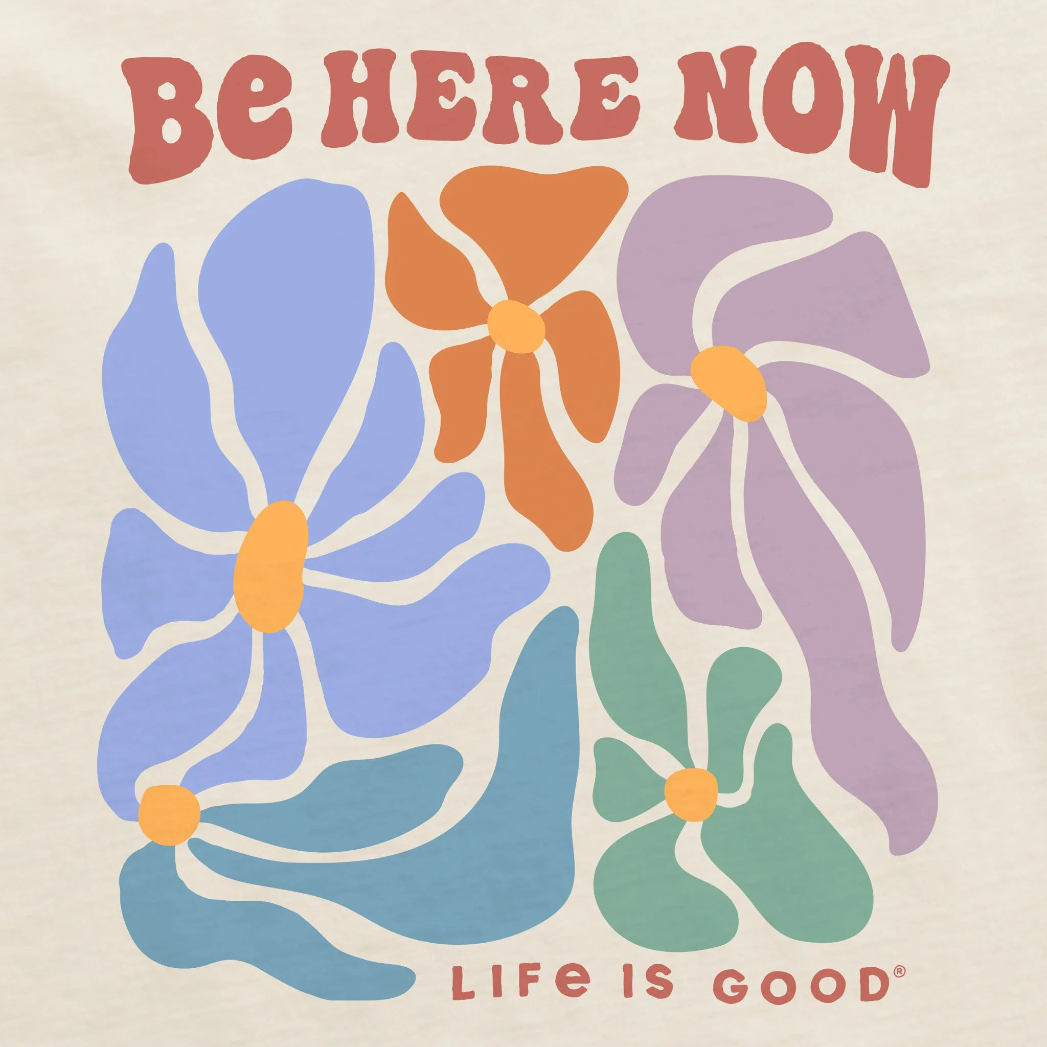 Women's Be Here Now Flowers Short Sleeve Crusher Boxy Tee Life is Good