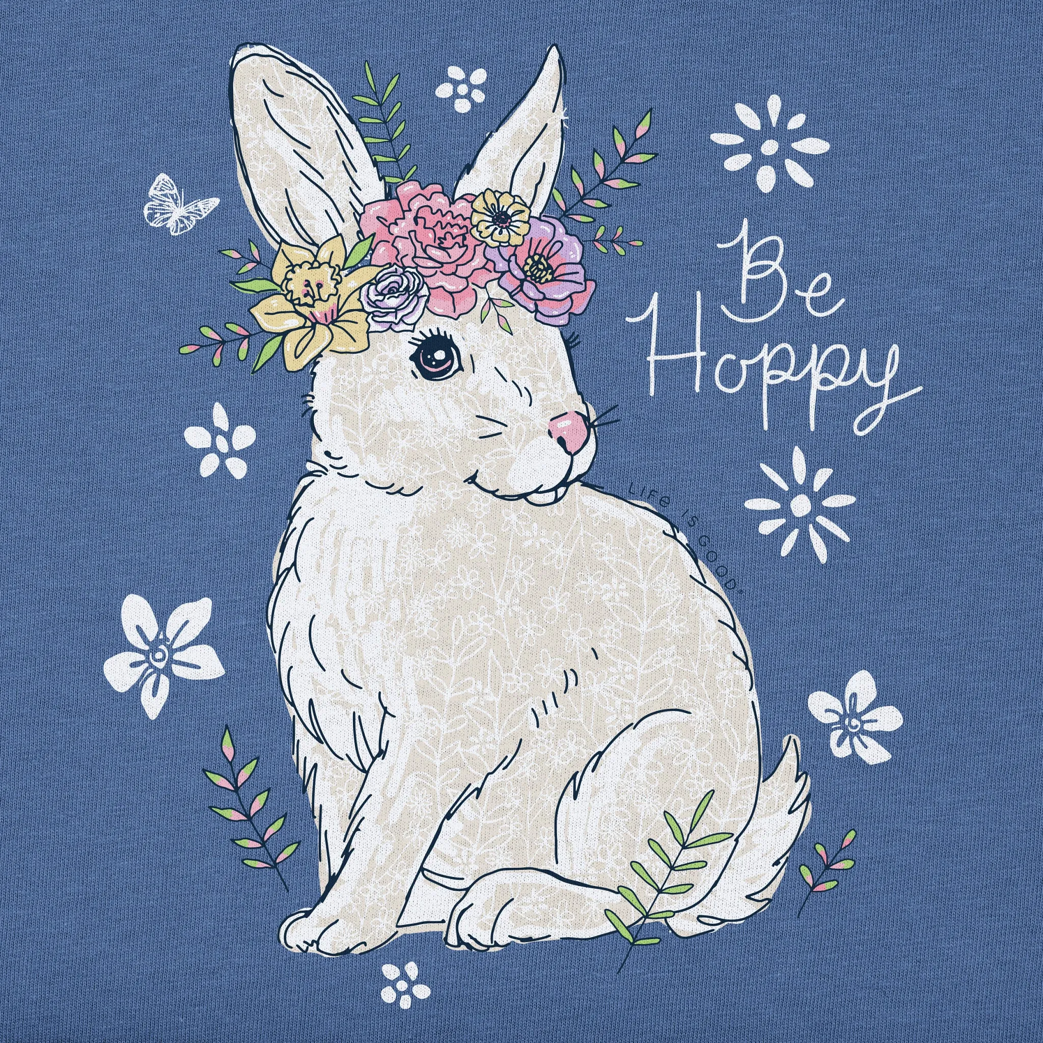 Women's Be Hoppy Flower Crown Bunny Short Sleeve Crusher Tee Life is Good