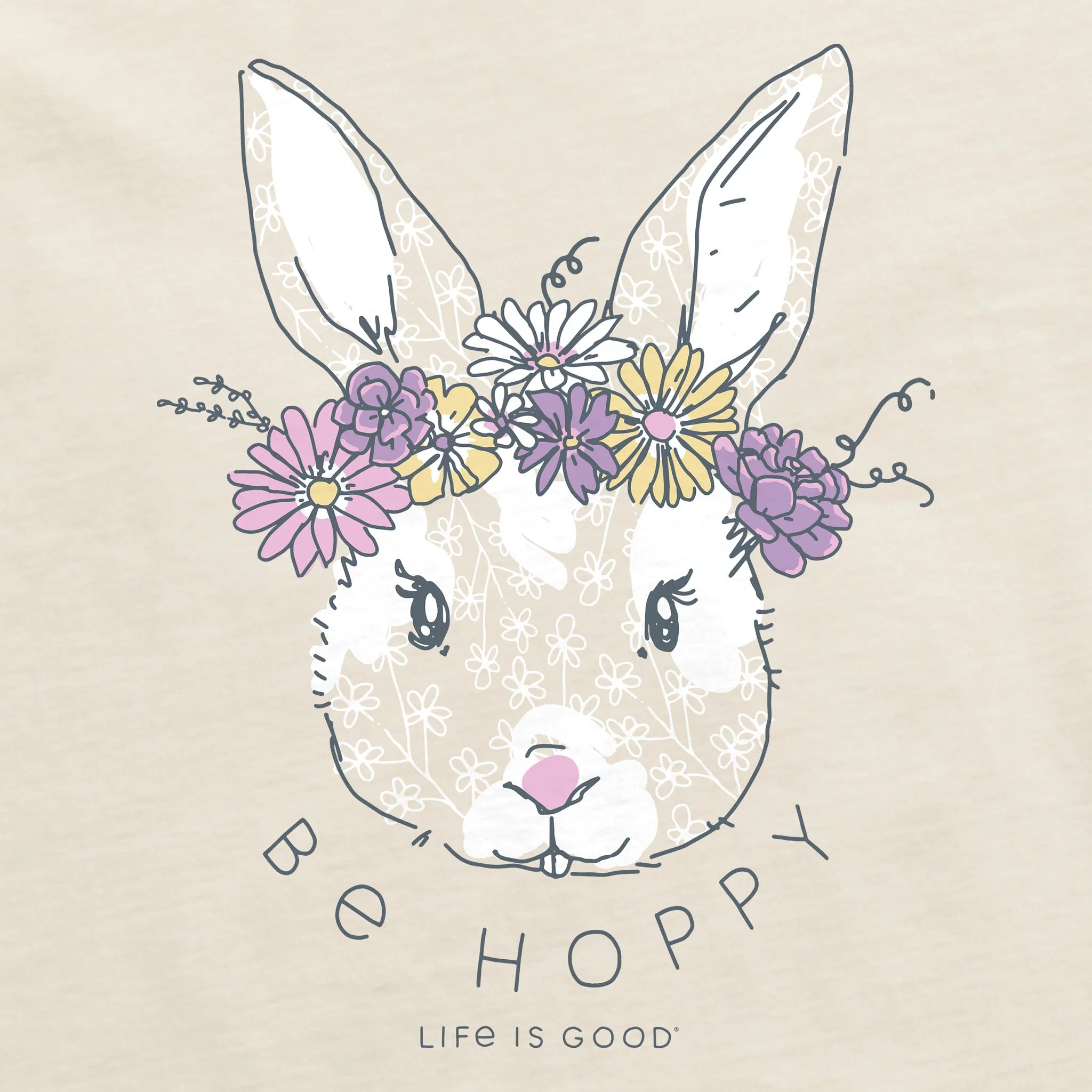 Women's Be Hoppy Flower Crown Short Sleeve Crusher Tee Life is Good