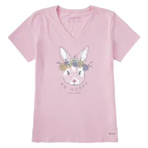 Women's Be Hoppy Flower Crown Short Sleeve Vee Life is Good