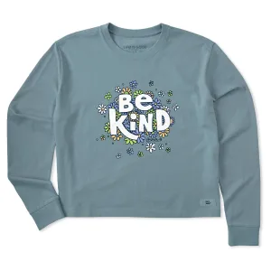 Women's Be Kind Flower Lines Long Sleeve Crusher Boxy Tee Life is Good