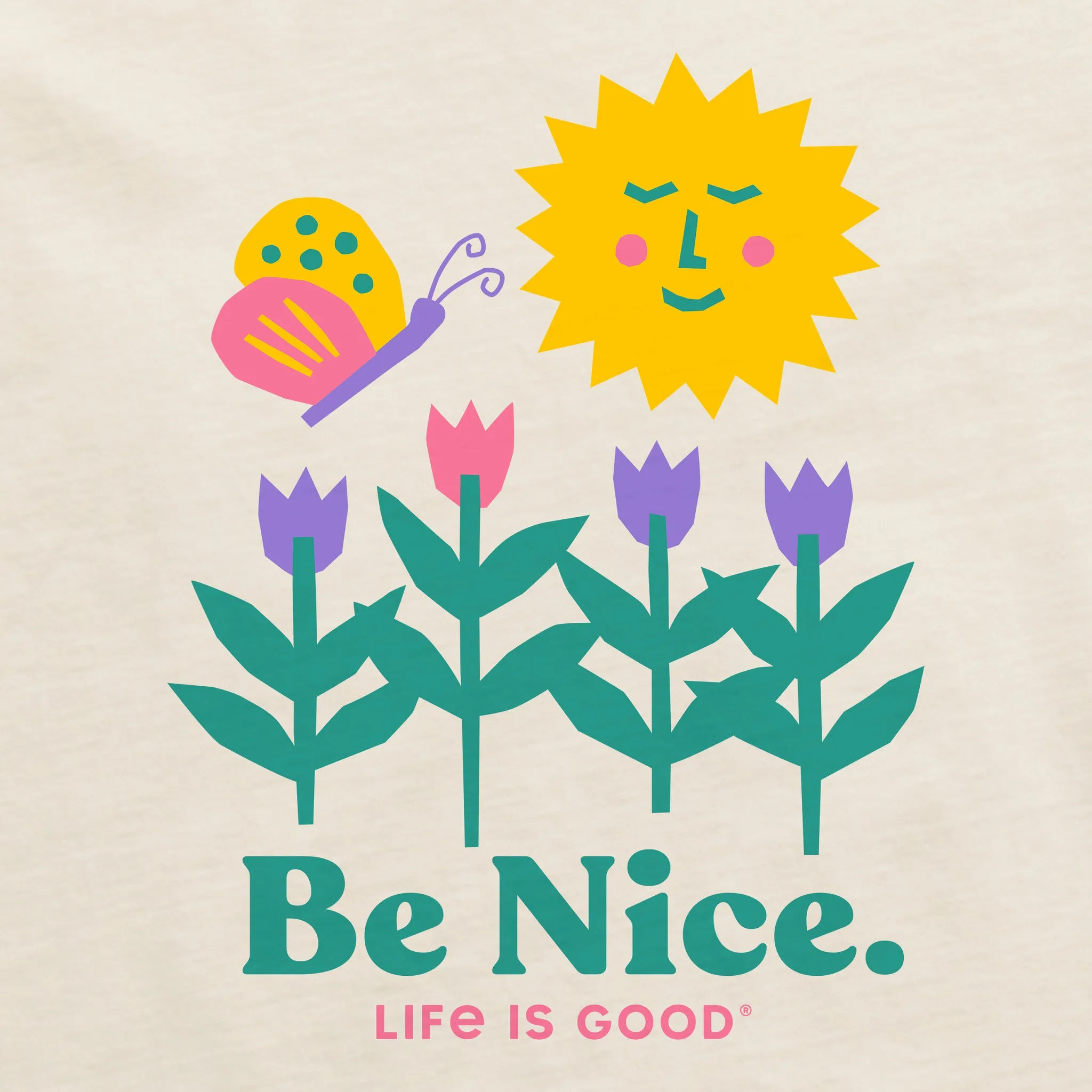 Women's Be Nice Flowers Short Sleeve Crusher Boxy Tee Life is Good
