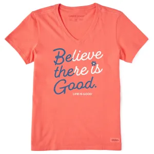 Women's Be The Good Script Short Sleeve Crusher Vee Life is Good