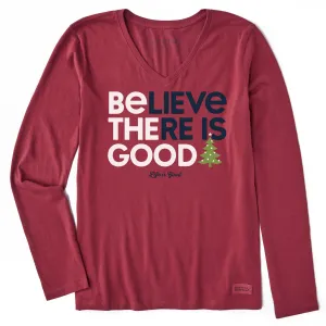 Women's Be the Good Tree Long Sleeve Crusher Vee Life is Good