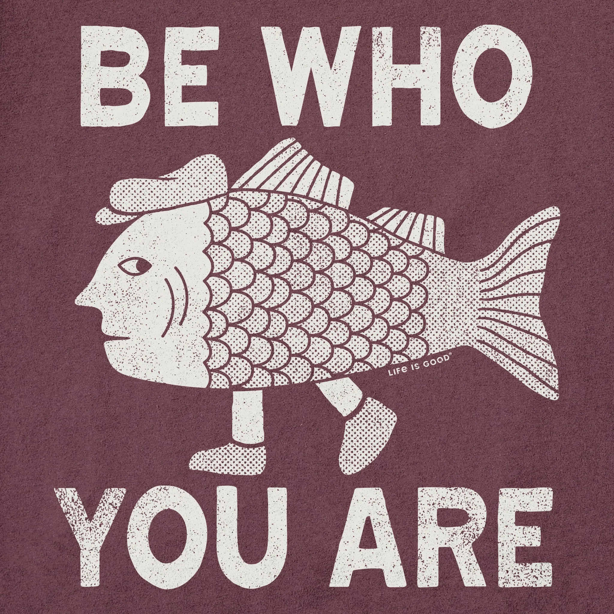 Women's Be Who You Are Fish Man Short Sleeve Crusher Tee Life is Good