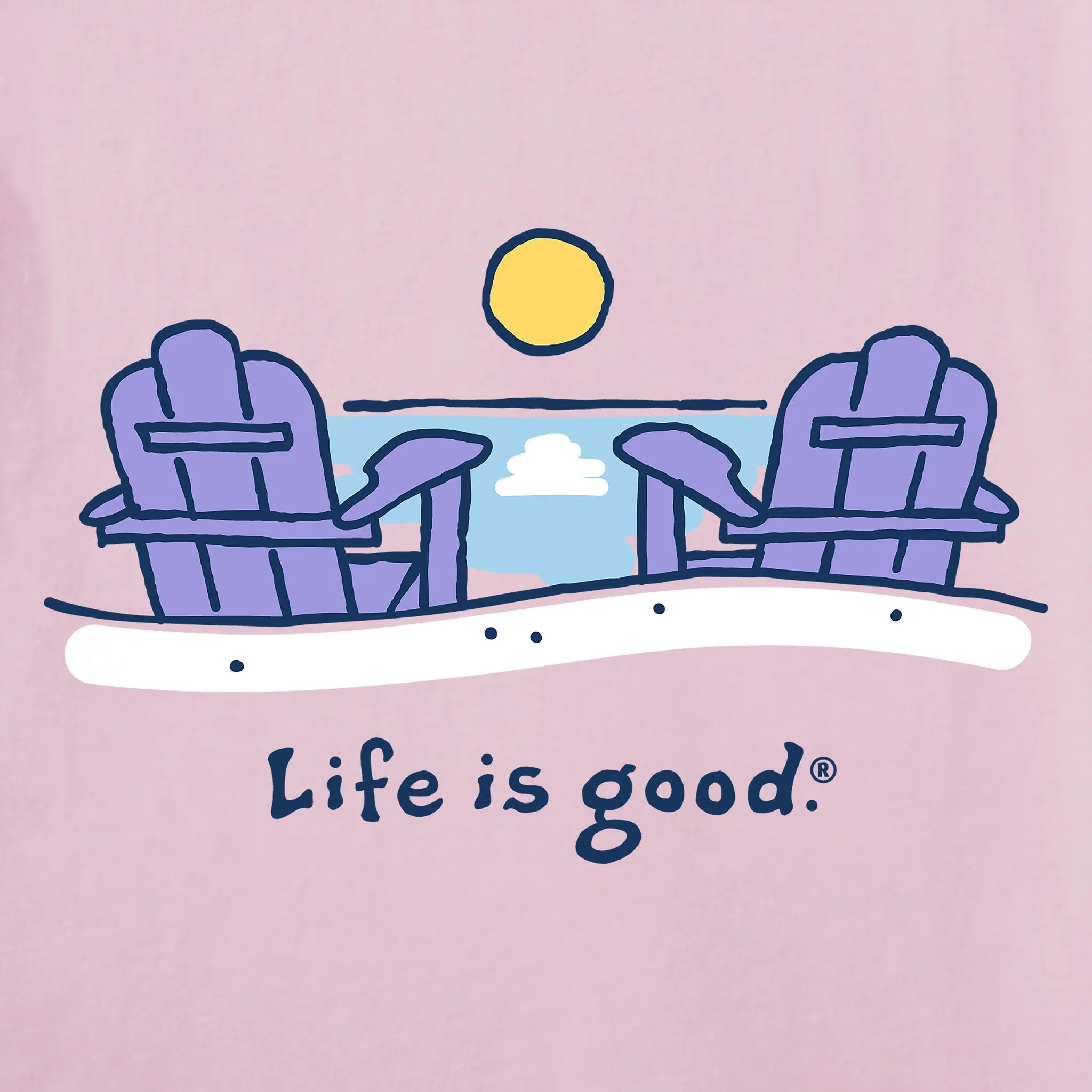 Women's Beach Adirondacks Short Sleeve Vee Life is Good